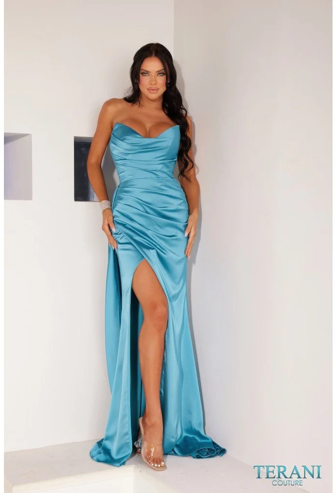 long red dress A-Line Red Satin Long Prom Dress, Red Long Formal Dress – dresstby