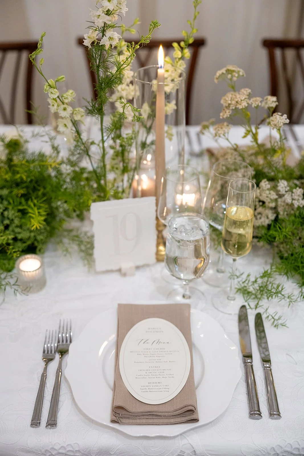 neutral cream and green florals at Pippin Hill in Charlottesville VA