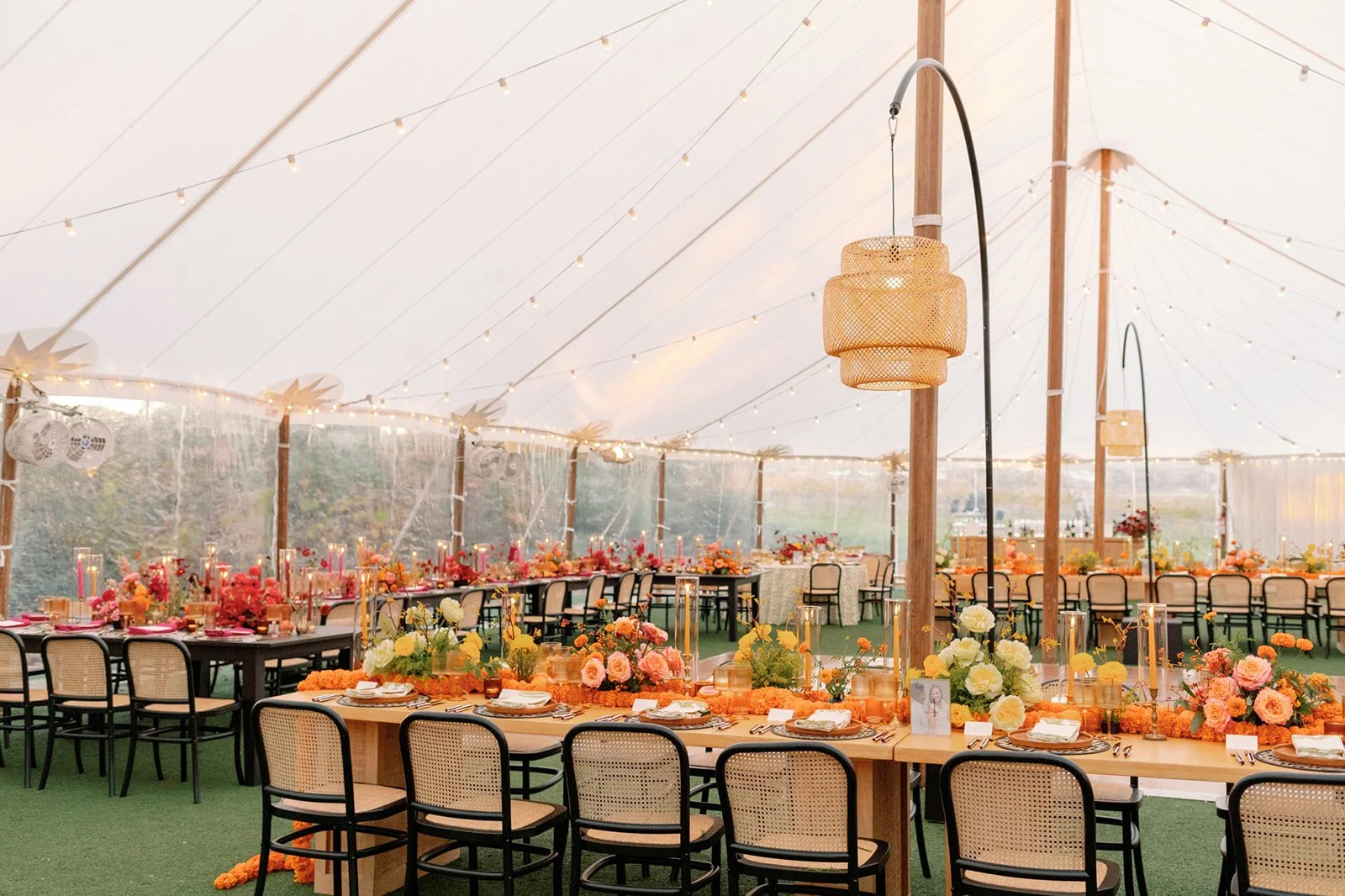 Colorful Indian wedding reception at Keswick Vineyards in Charlottesville, VA