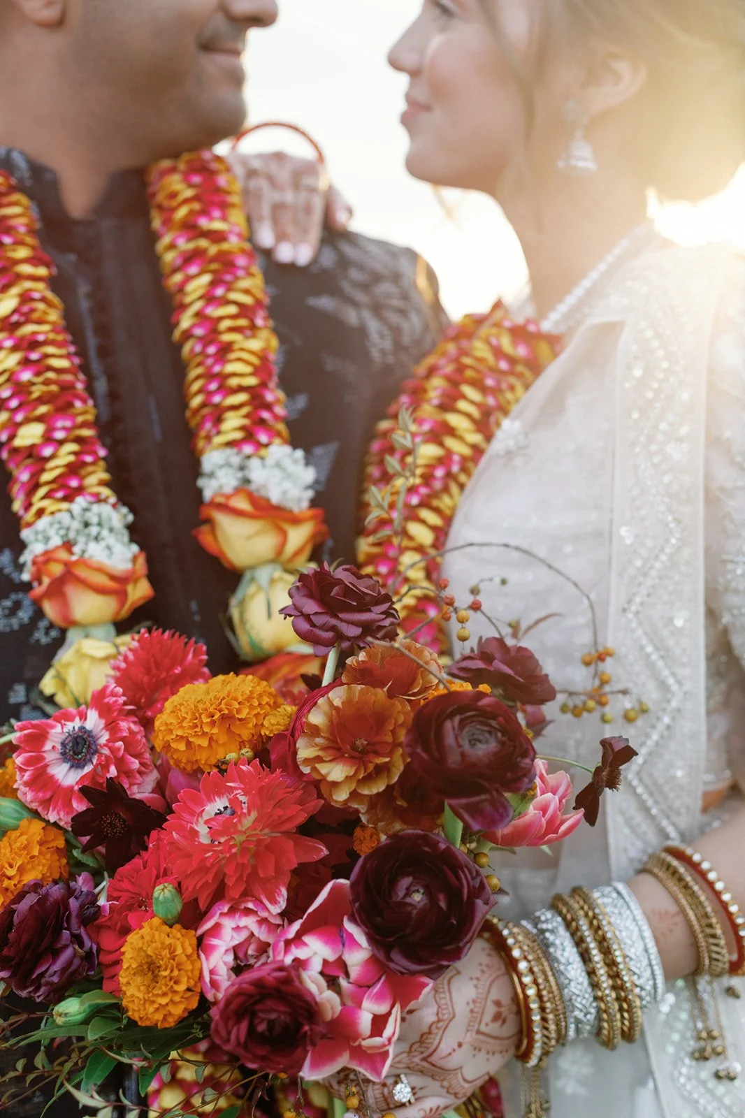 Indian groom and American bride at Indian American fusion wedding in Charlottesville Virginia