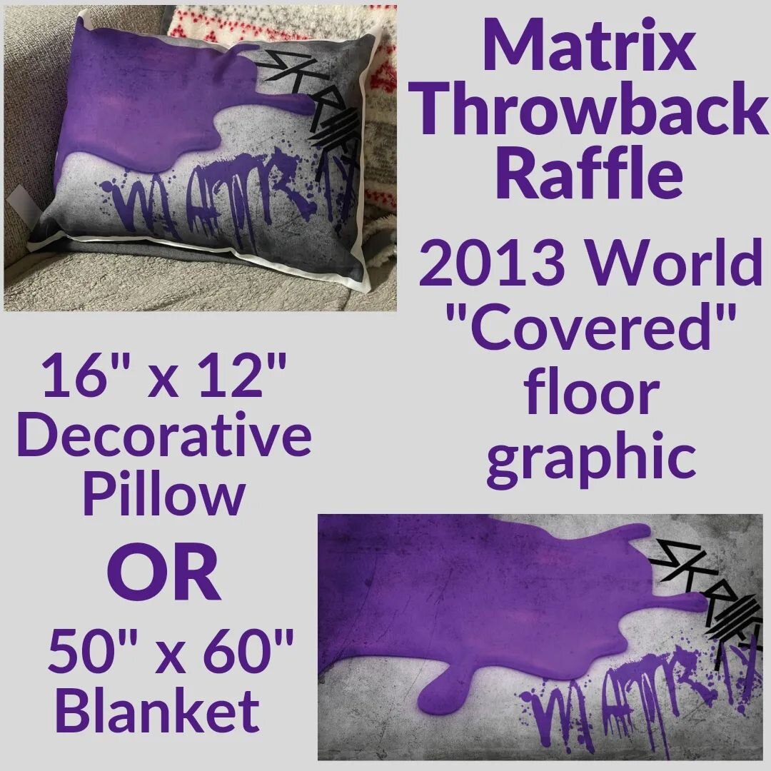 Matrix Throwback Raffle!!!

Go to our website (link in bio) for more info and to enter our Raffle to win either the 2013 World show floor image - Covered themed 16&quot; x 12&quot; decorative pillow OR 60&rdquo; x 50&rdquo; themed blanket.

Two winne