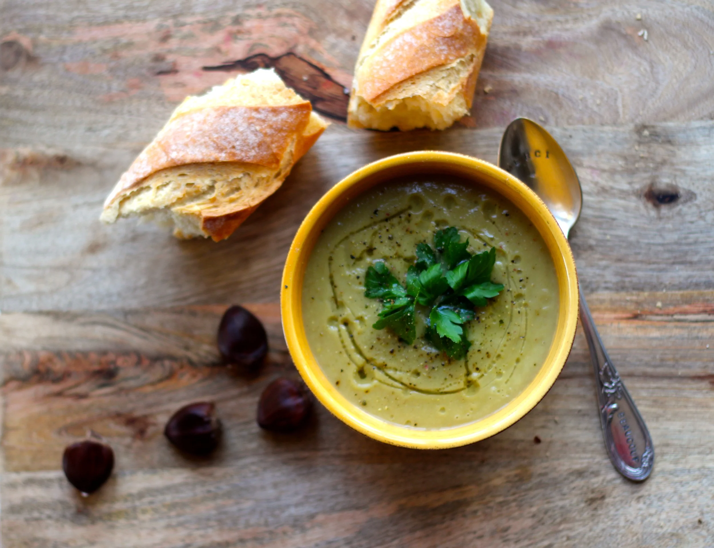Roasted Chestnut, Garlic  & Cauliflower Soup