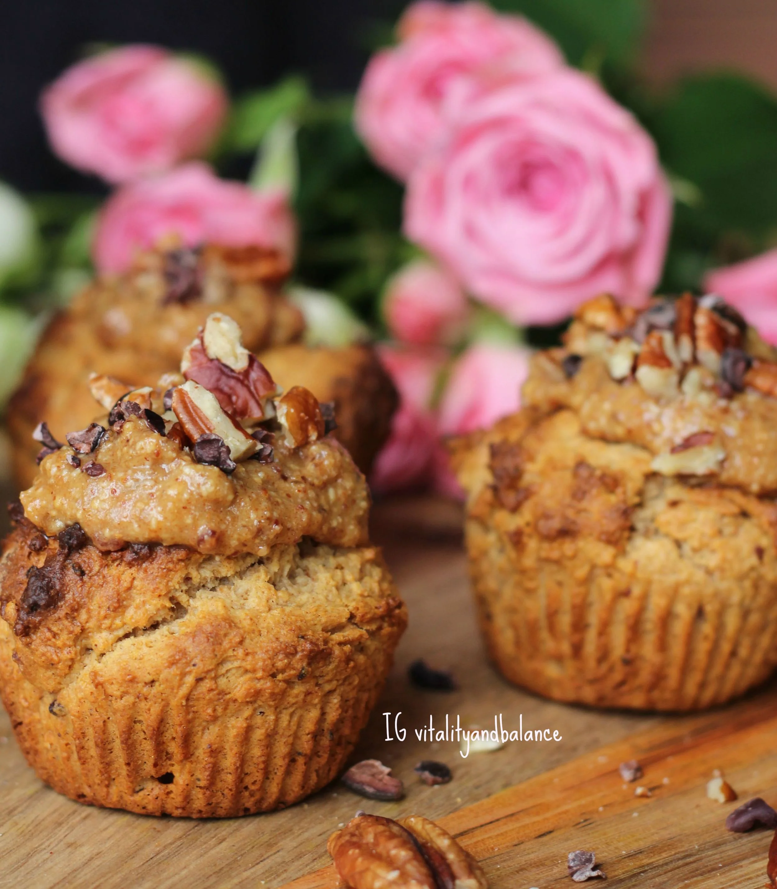 Spiced Pecan, Date and Caramel Muffins