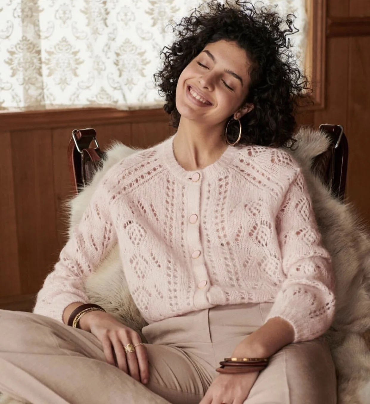 sezane pink cardigan