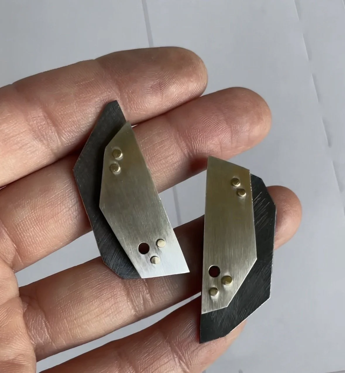 earrings: sterling silver, brass