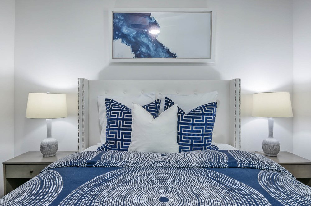 Home Staging for Blue &amp; White Bedroom