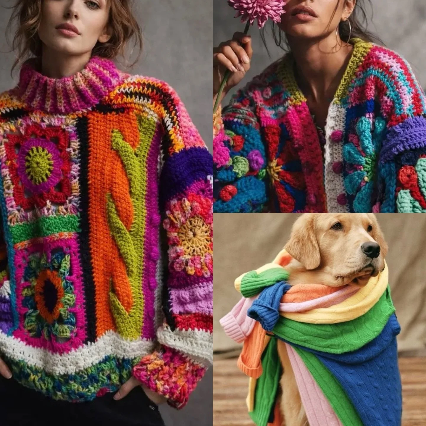 V&aring;r i f&auml;rg!! @el.rinkon.de.nahuel fantastiska stickade plagg, v&auml;lj din personliga stil. @inspinacional, inspiration till &auml;ven hunden. #v&aring;rmode #fadhionstyle #fashionknitwear #citystreetstyle #shoppingronden