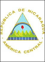 Nicaraguan Coat of Arms: features mountains, a rainbow, and red smurf's hat