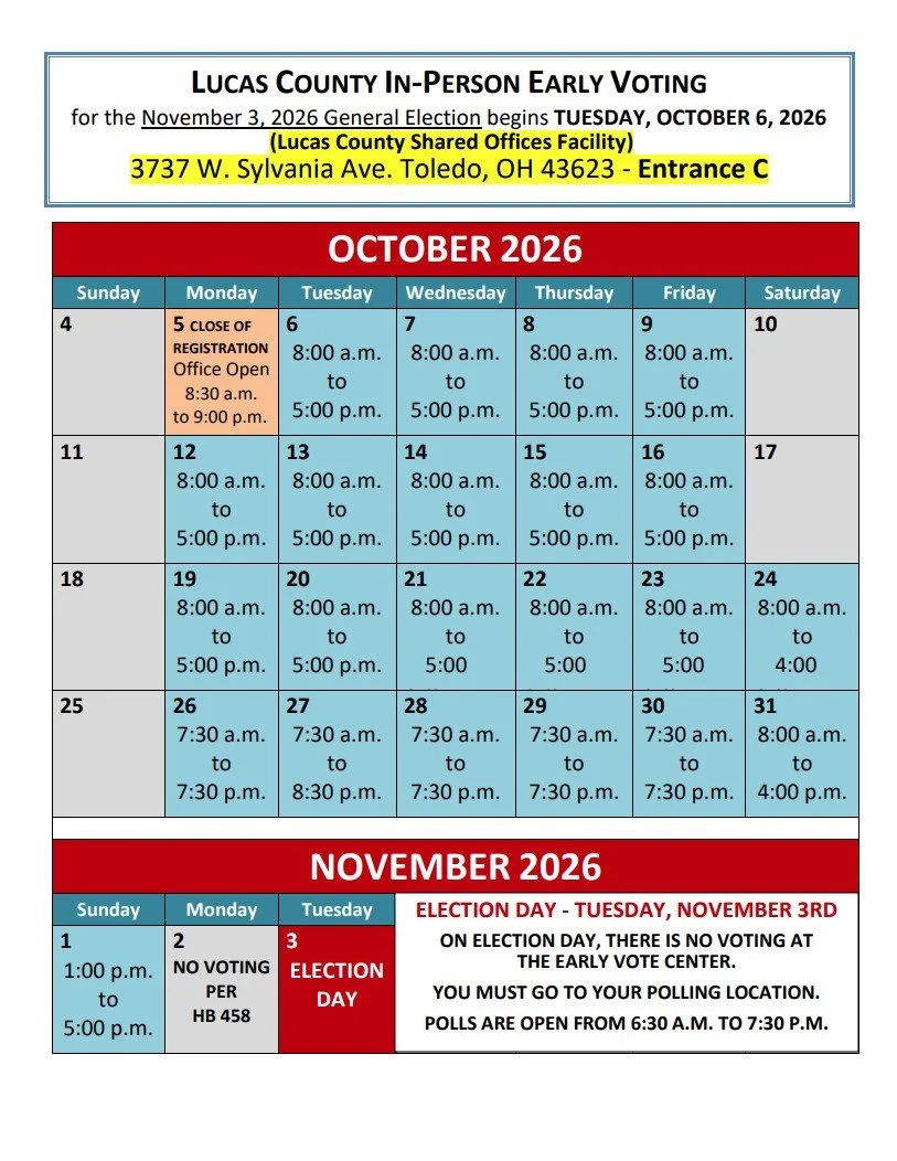 lucas county ohio early voting schedule