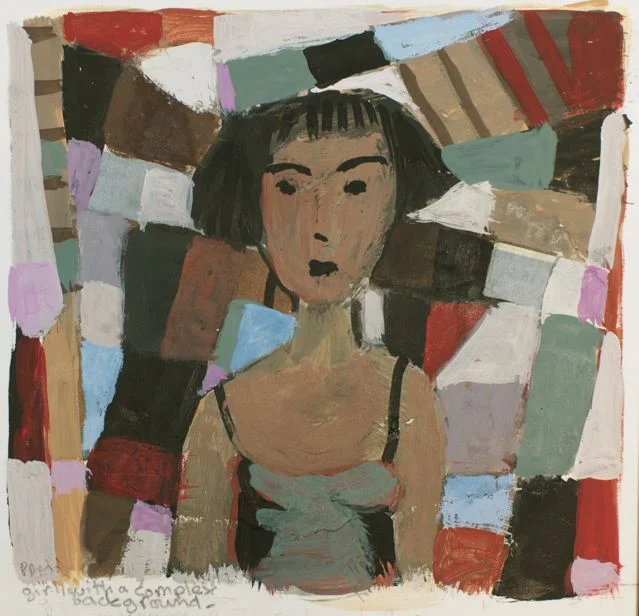 Girl with a complex background
