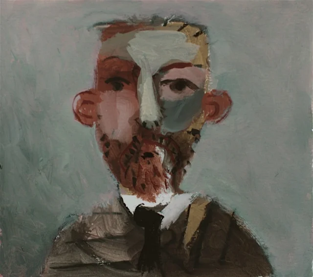 A stranger to ties. Oil on paper 9”x 10”