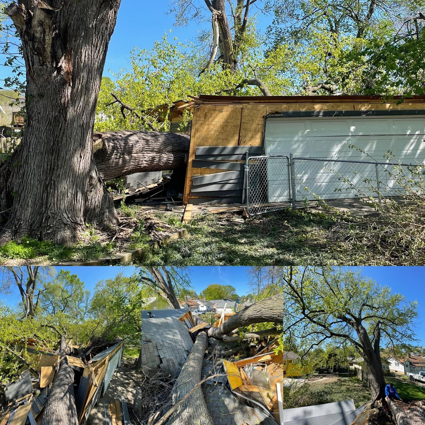 Five days into new ownership, and the lovely (almost new) two stall garage is no mas.

What these photos do not tell you is that this morning, 15 minutes prior to arrival, my hired help canceled, which in hindsight, kept me away from the garage and o