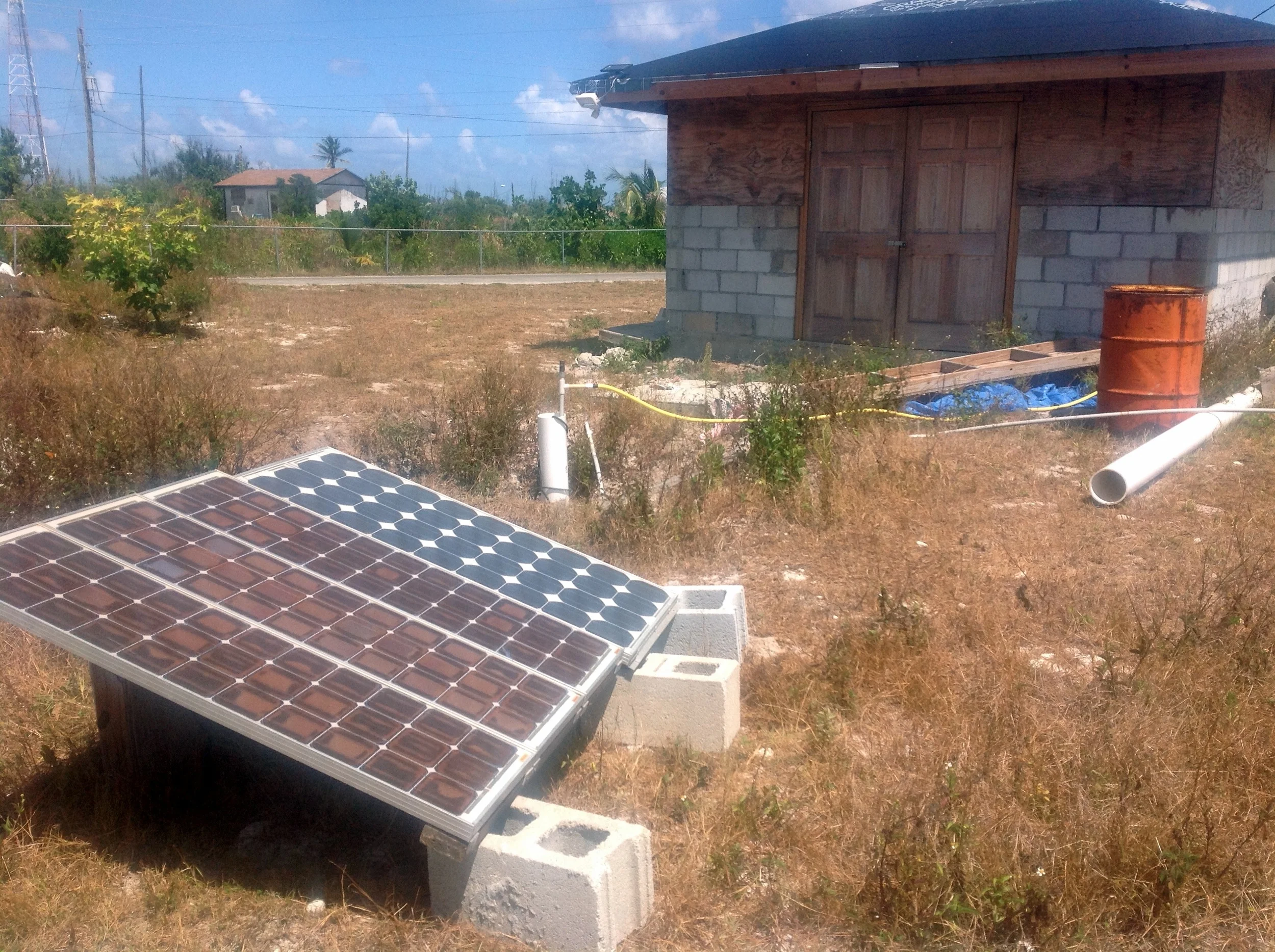 Solar panels power the water filtration system