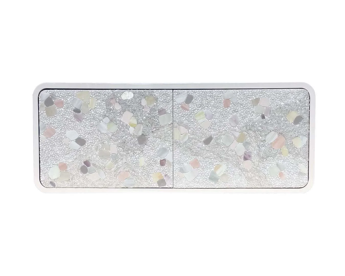 Abstract Mosaic Floating Wall-Mounted Mezzaluna Chest of 2 Drawers