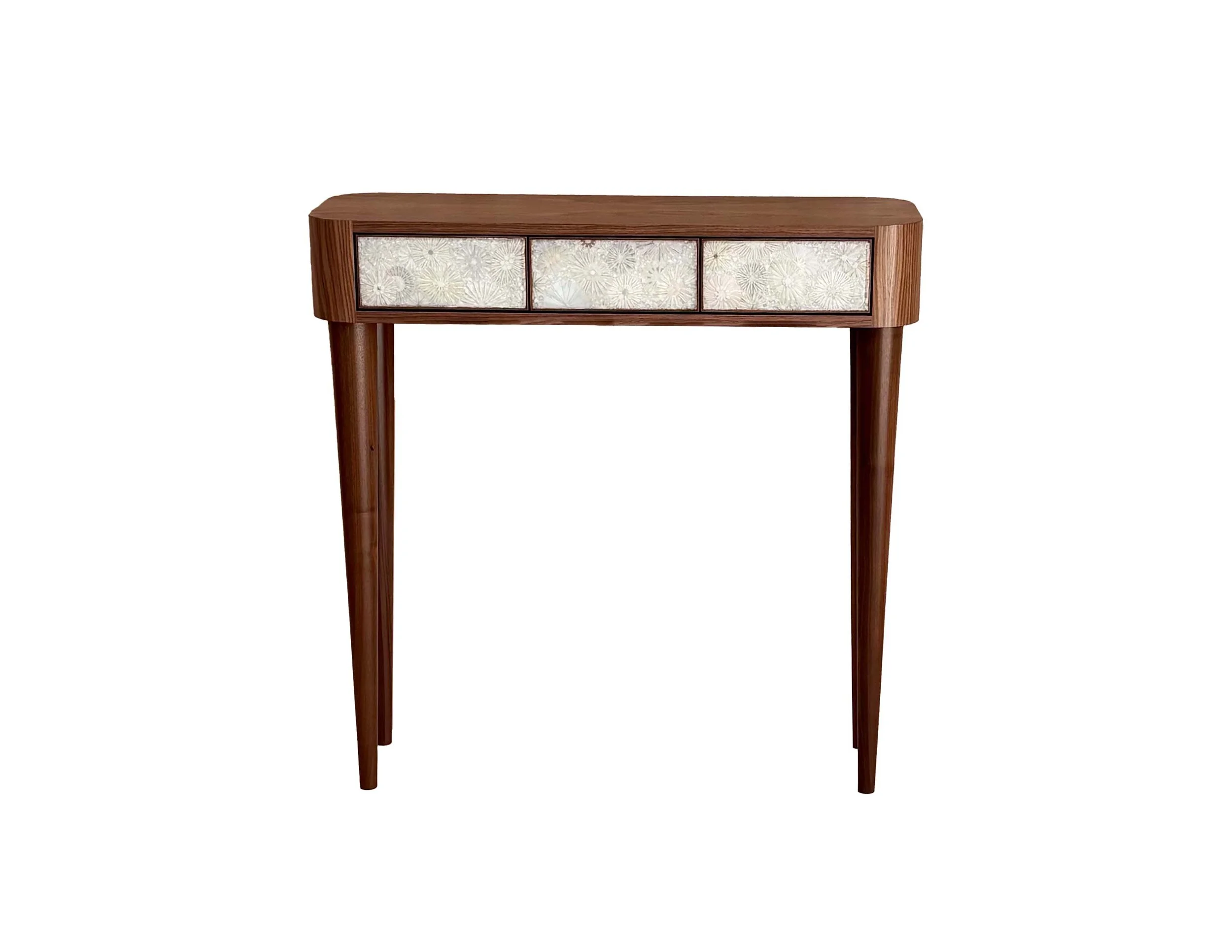 Walnut Three Drawer Wildflower Vanity Console