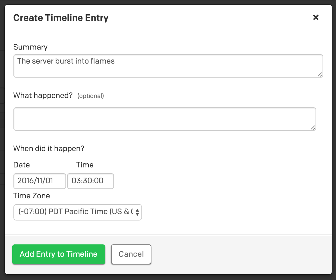 Create a custom timeline entry