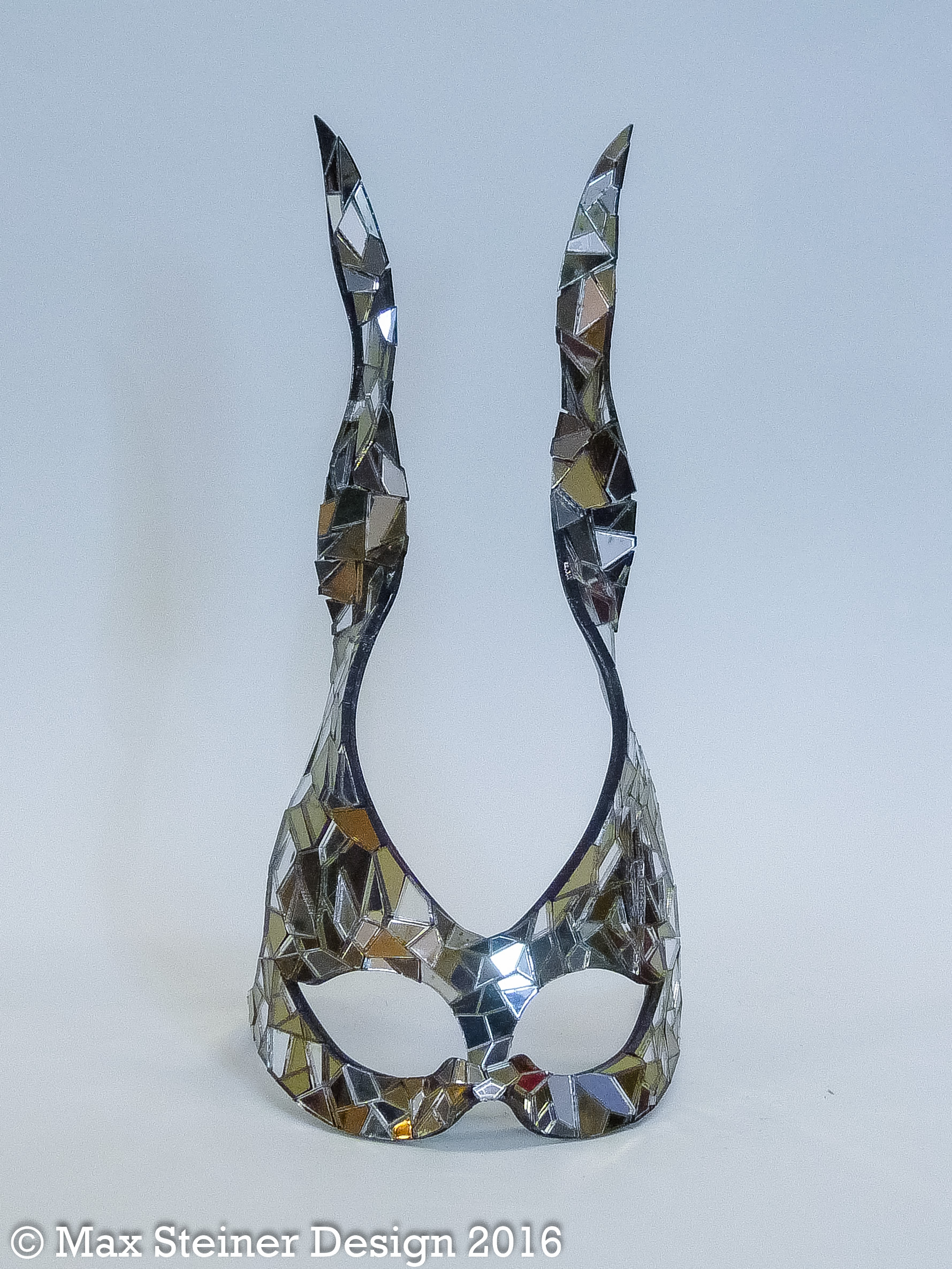 Mosaic Twist Long Horns Mask - Silver/Bronze