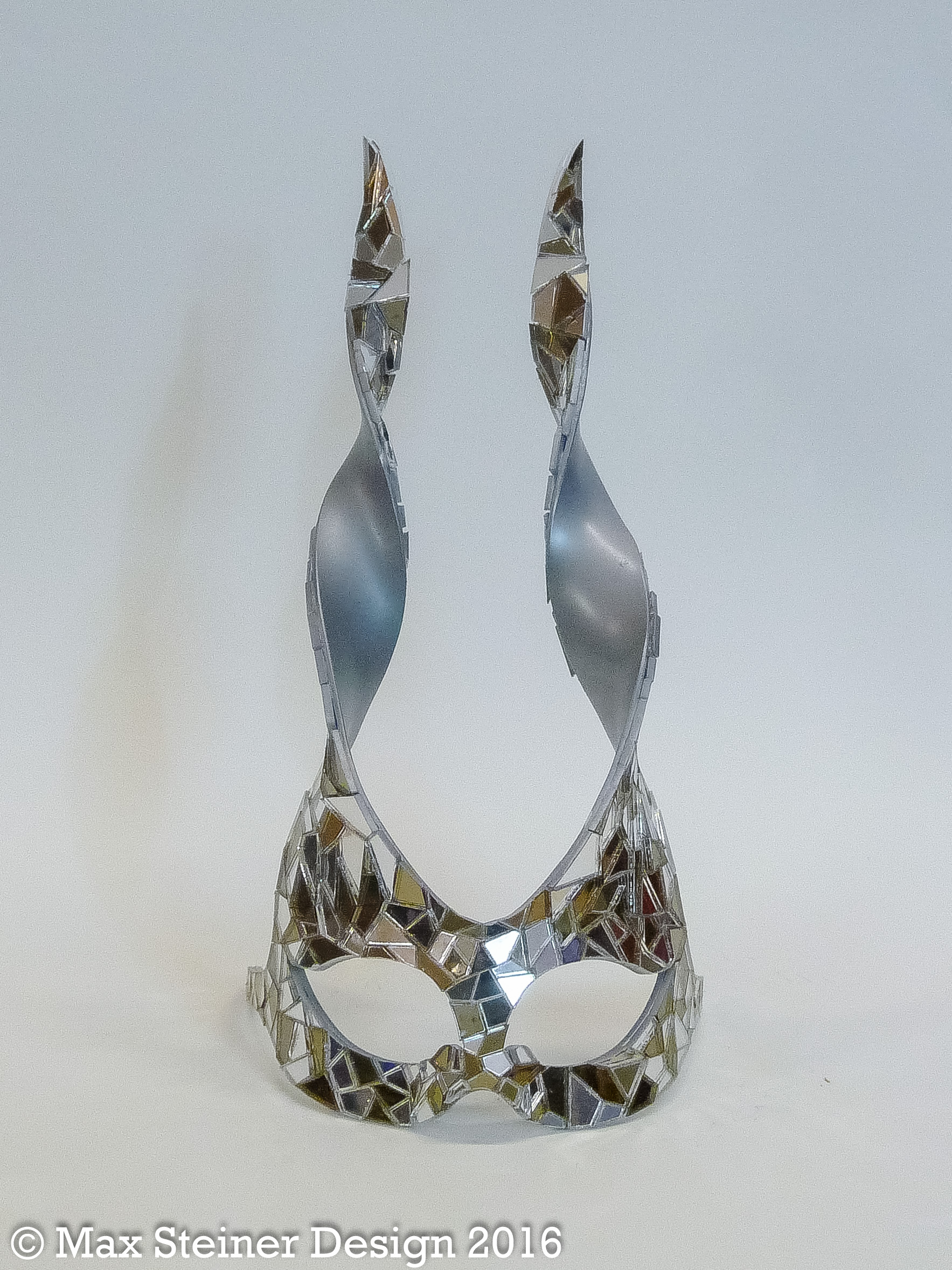 Mosaic Twist Long Horns Mask - Silver/Bronze
