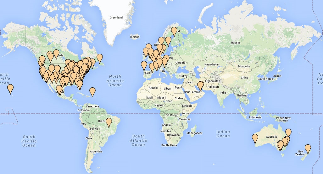 Customer locations (as of March 2016)