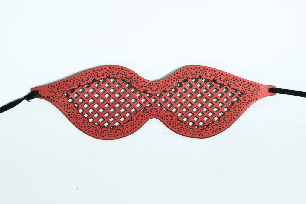 Perforated Lace Unblindfold - Red Suede