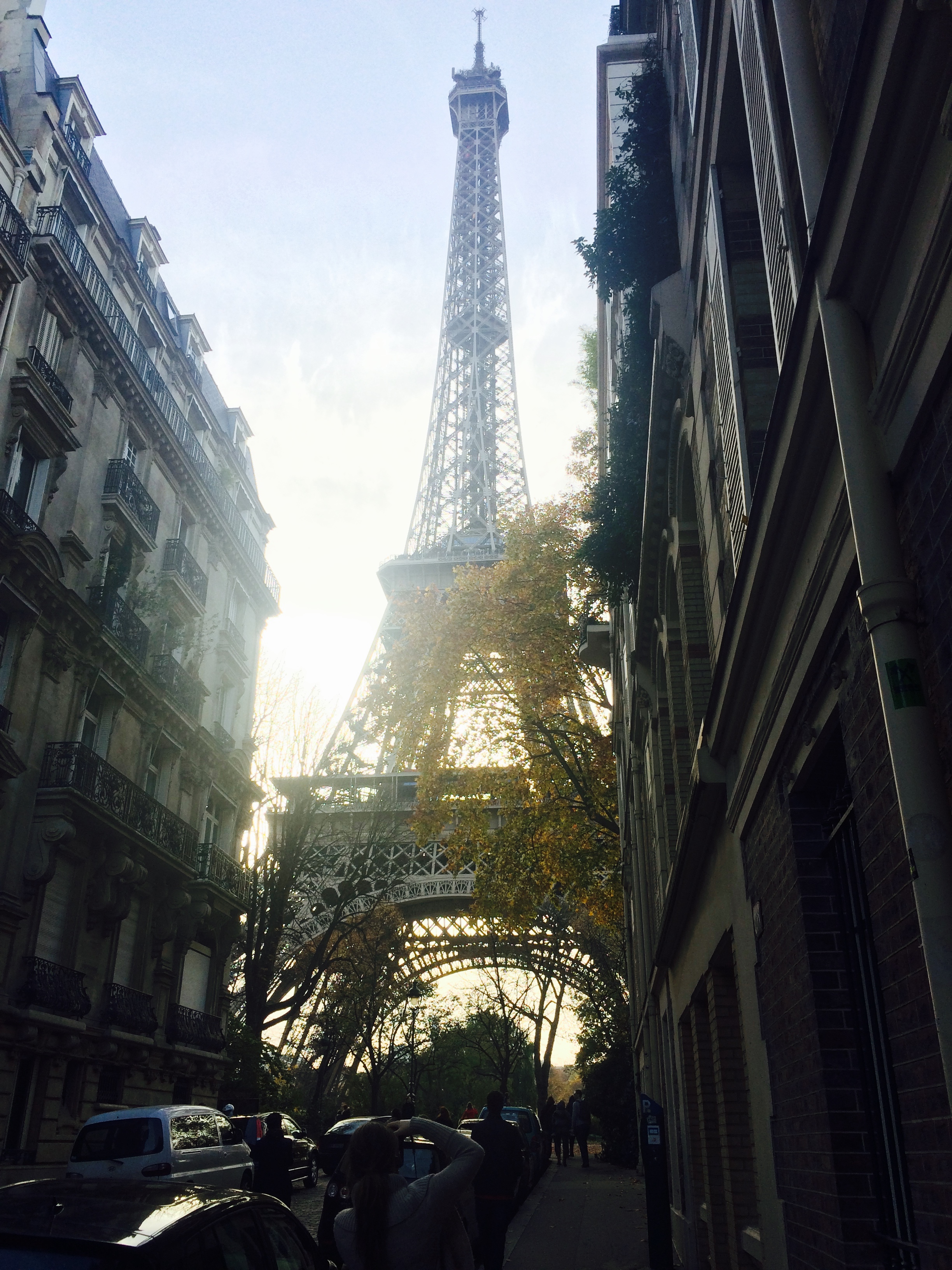 About to stand under the Eiffel Tower