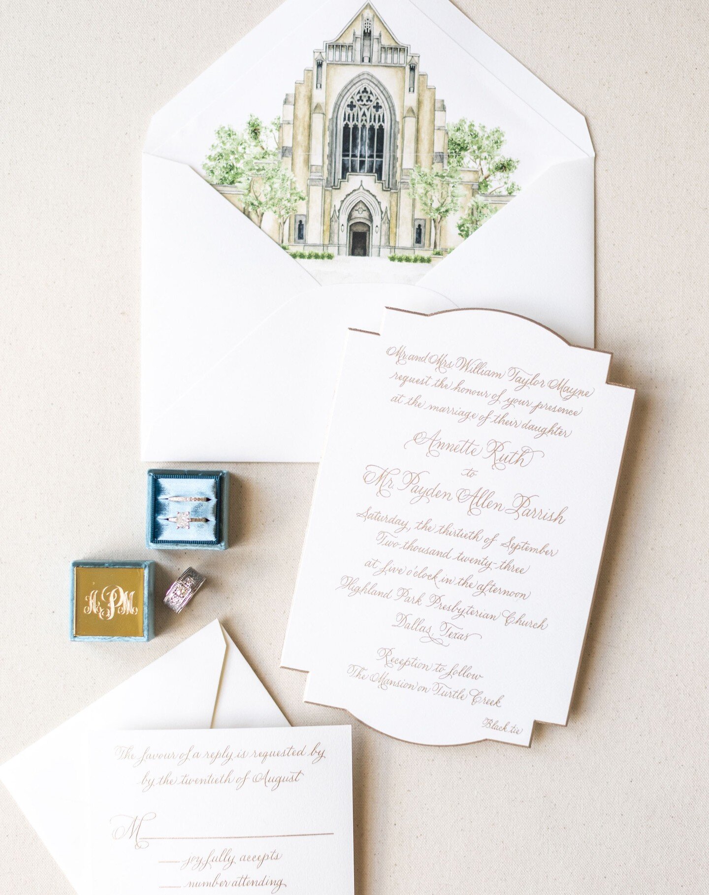 I&rsquo;ll admit, I&rsquo;m a little partial to this one..

It was so special to create the paper goods and designs for the wedding of my sister-in-law @annettemparrish and collaborate with @paperaffairdallas by painting Highland Park Presbyterian fo