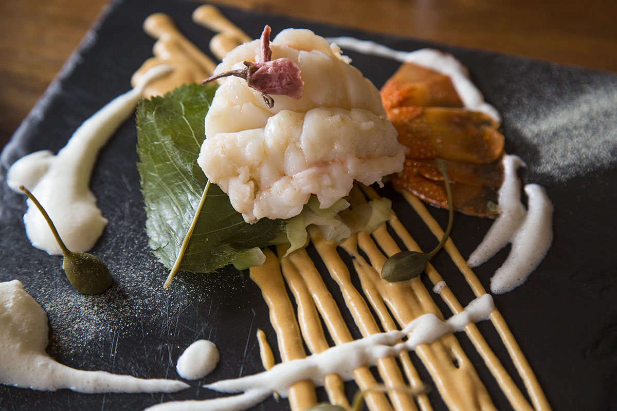 Steamed Lobstertail with pickled cherry blossoms