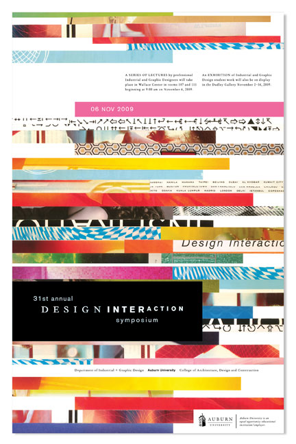  2009 DESIGN INTERACTION POSTER  Auburn University Department of Industrial + Graphic Design // design + collage    