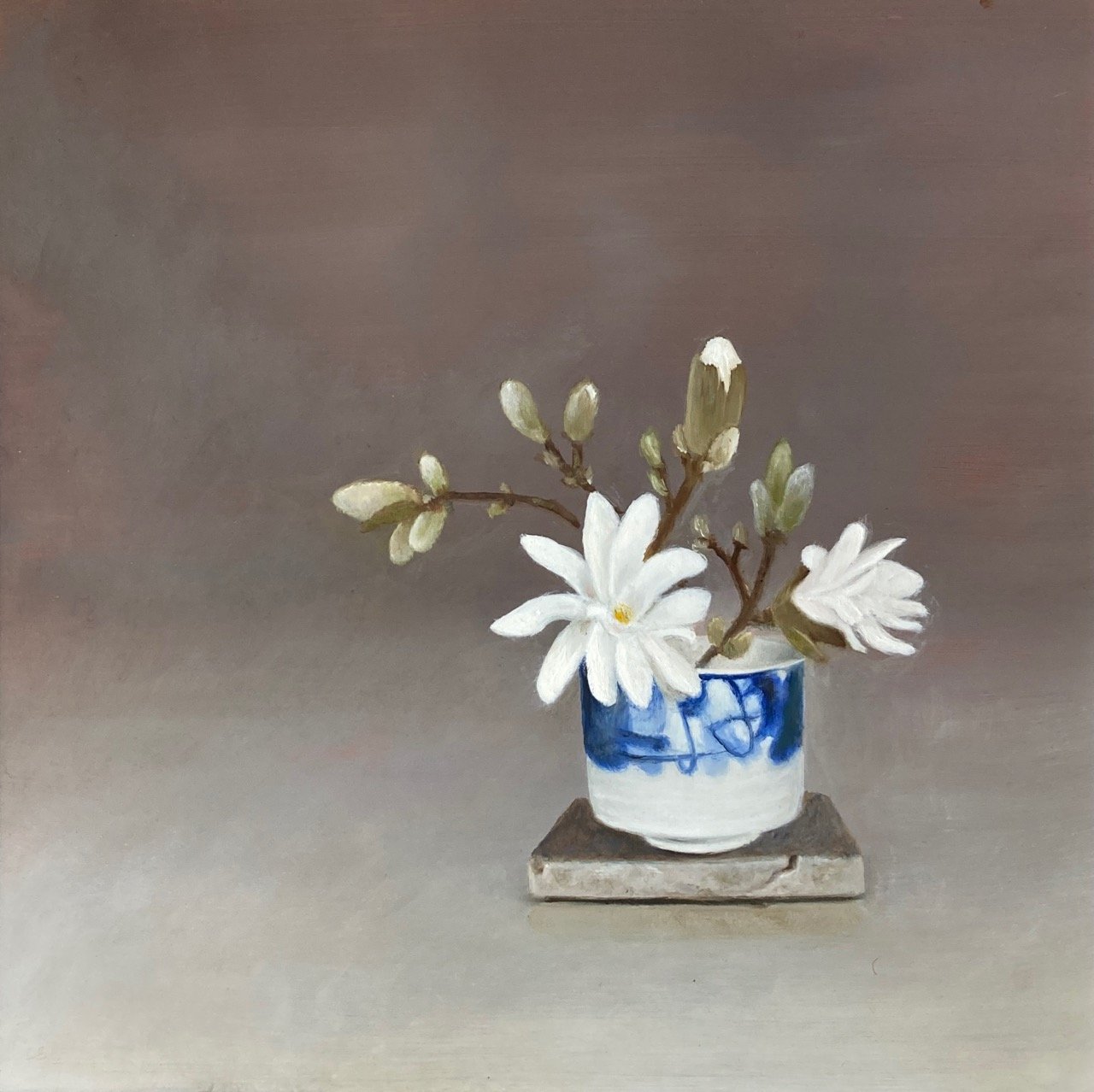 Magnolia in a Blue and White Pot