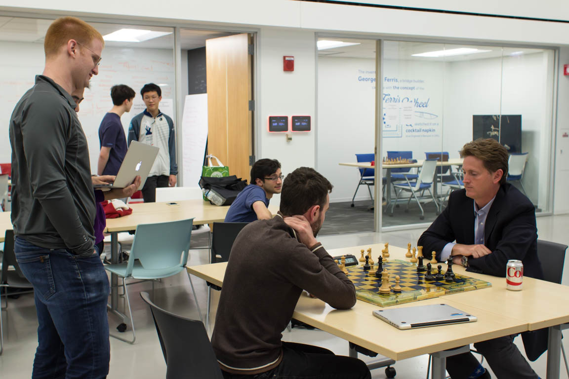 Tournament sponsor Jon Winick of Clark Street Capital holding his own against Team Avant.