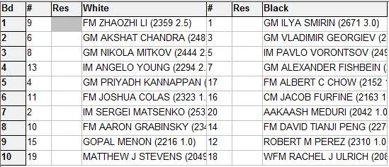 And Friday morning's pairings are above!