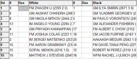 And Friday morning's pairings are above!