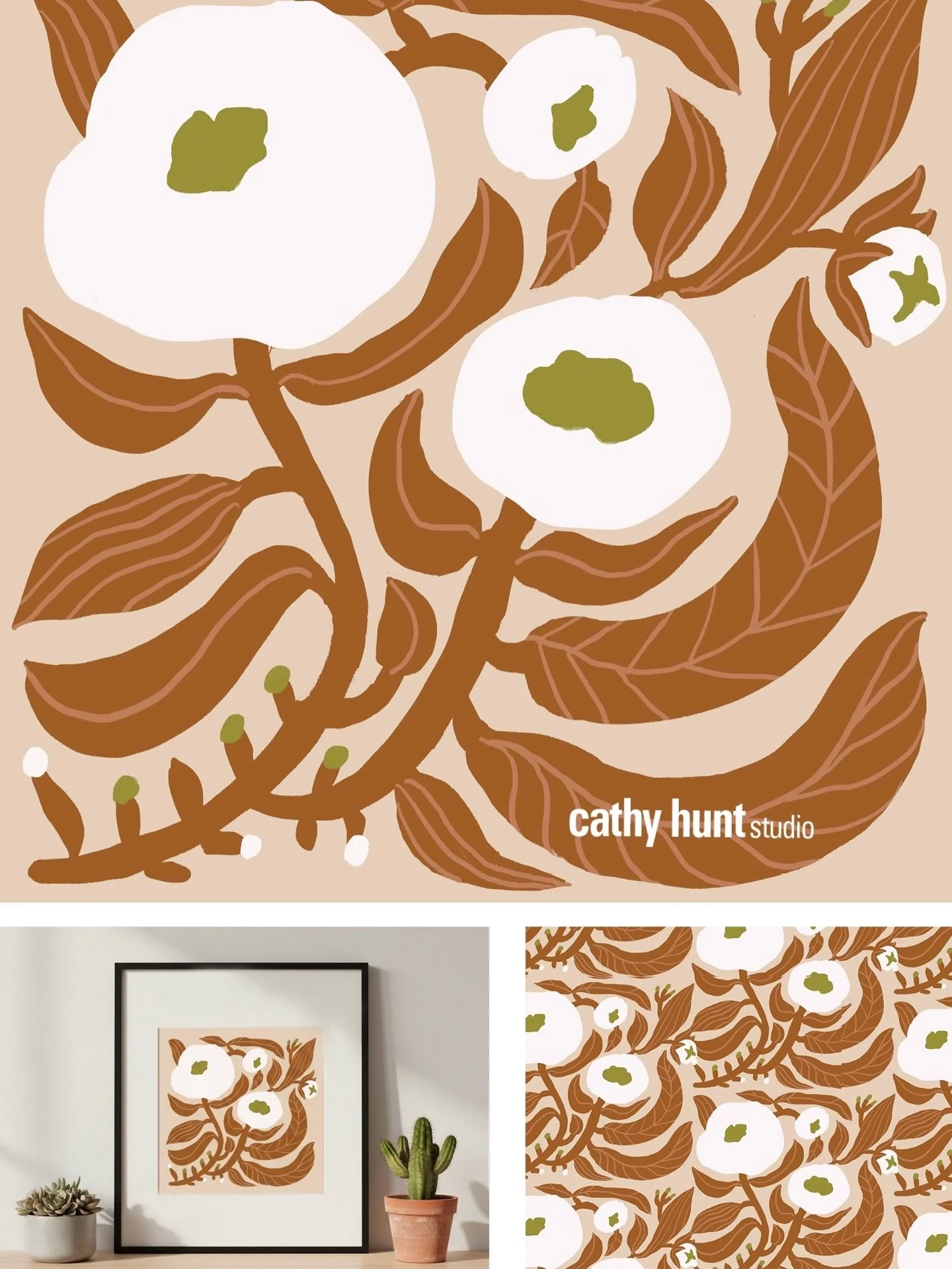 Earthy flowers. 
-
#surfacepattern #textiledesign #florals #fabricdesign #homedecor
