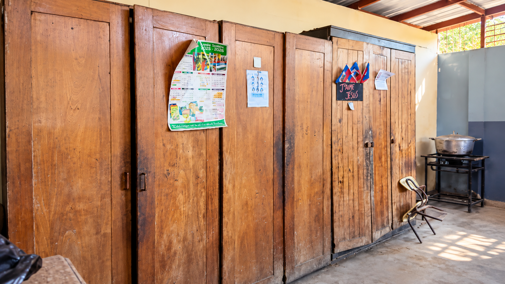 Rustic School Storage Room with French Posters.png