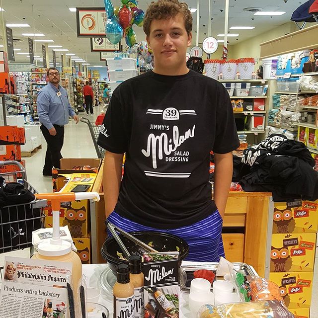 Jake is a natural genuine young man
 He gracefully spoke about his great  grandfather's legacy &quot;milan salad&quot; 
to the Weis Market customers #milan
#weismarkets #Phillyeats #familyheritage
