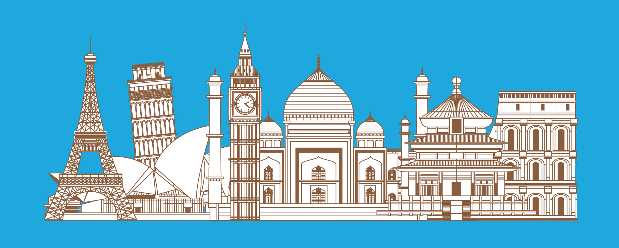 This particular set of landmark illustrations is not so much about simplicity, but rather getting fairly complex with the details