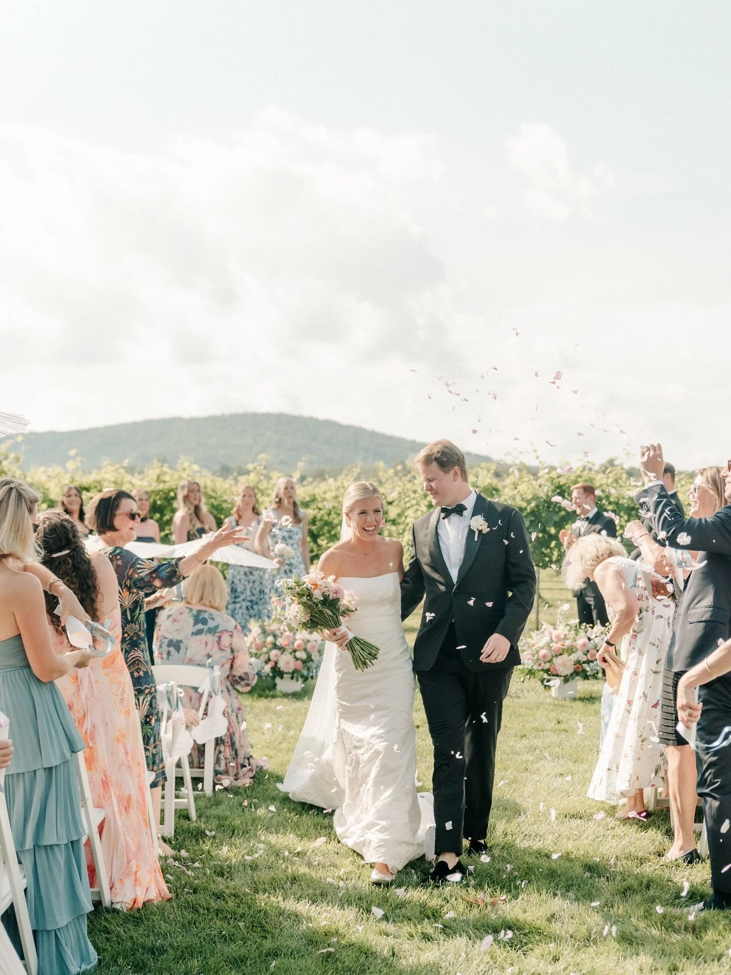 Everything about this wedding was STUNNING. The blue &amp; white chinoiserie paired with the colorful florals were a match made in design heaven. Add in the beautiful summer glow with a sun-kissed couple, that&rsquo;s what dreams are made of. These p