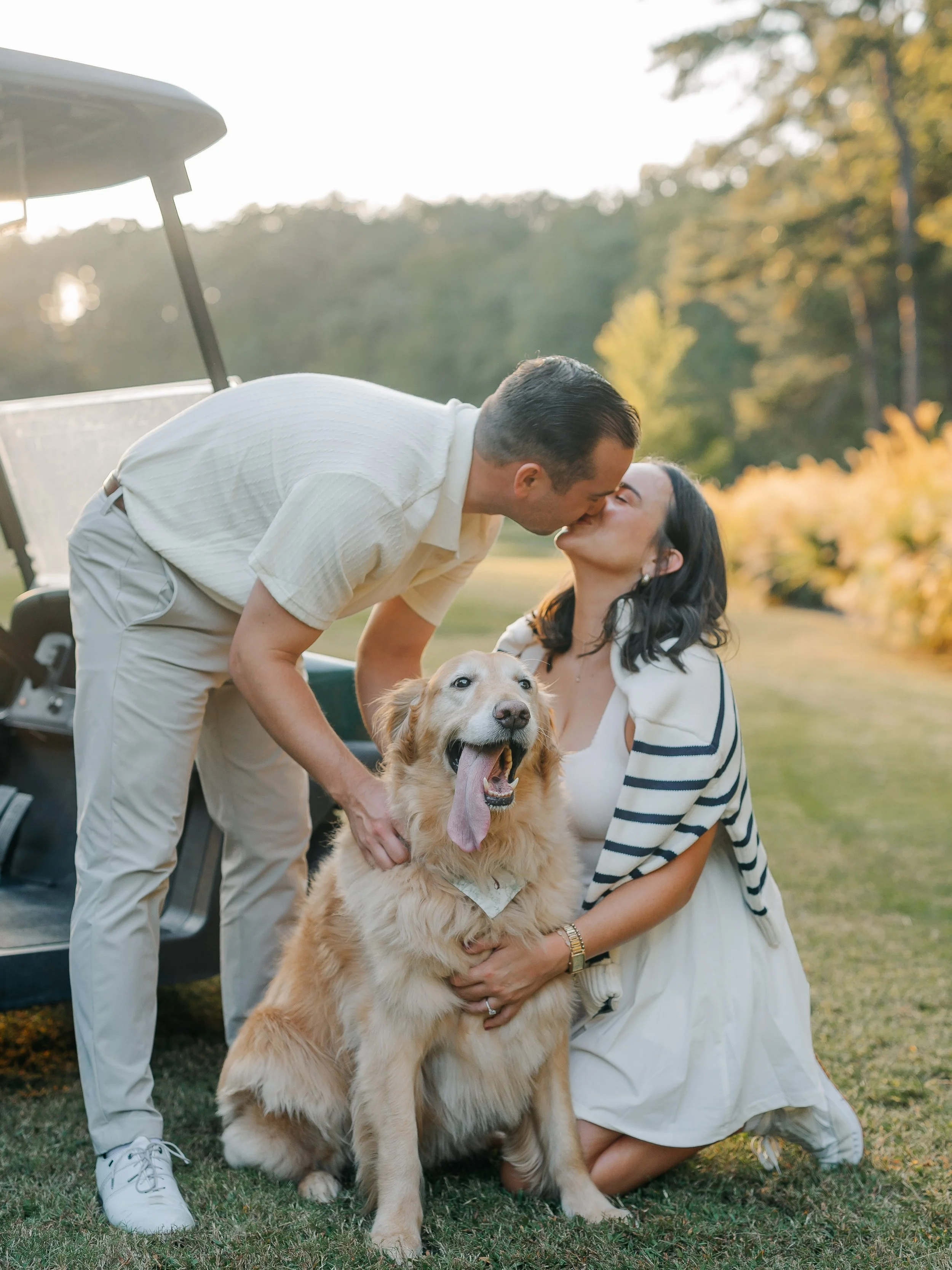 Golden hour on the golf course&hellip;quite possibly the most perfect date night for two people who love a good green. ⛳️

A little golf, a whole lot of golden light, and Mako completely stealing the show because he&rsquo;s just that adorable (and ri
