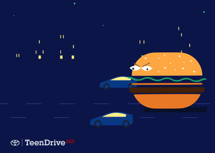   EATING WHILE DRIVING CAN BE DANGEROUS.  
