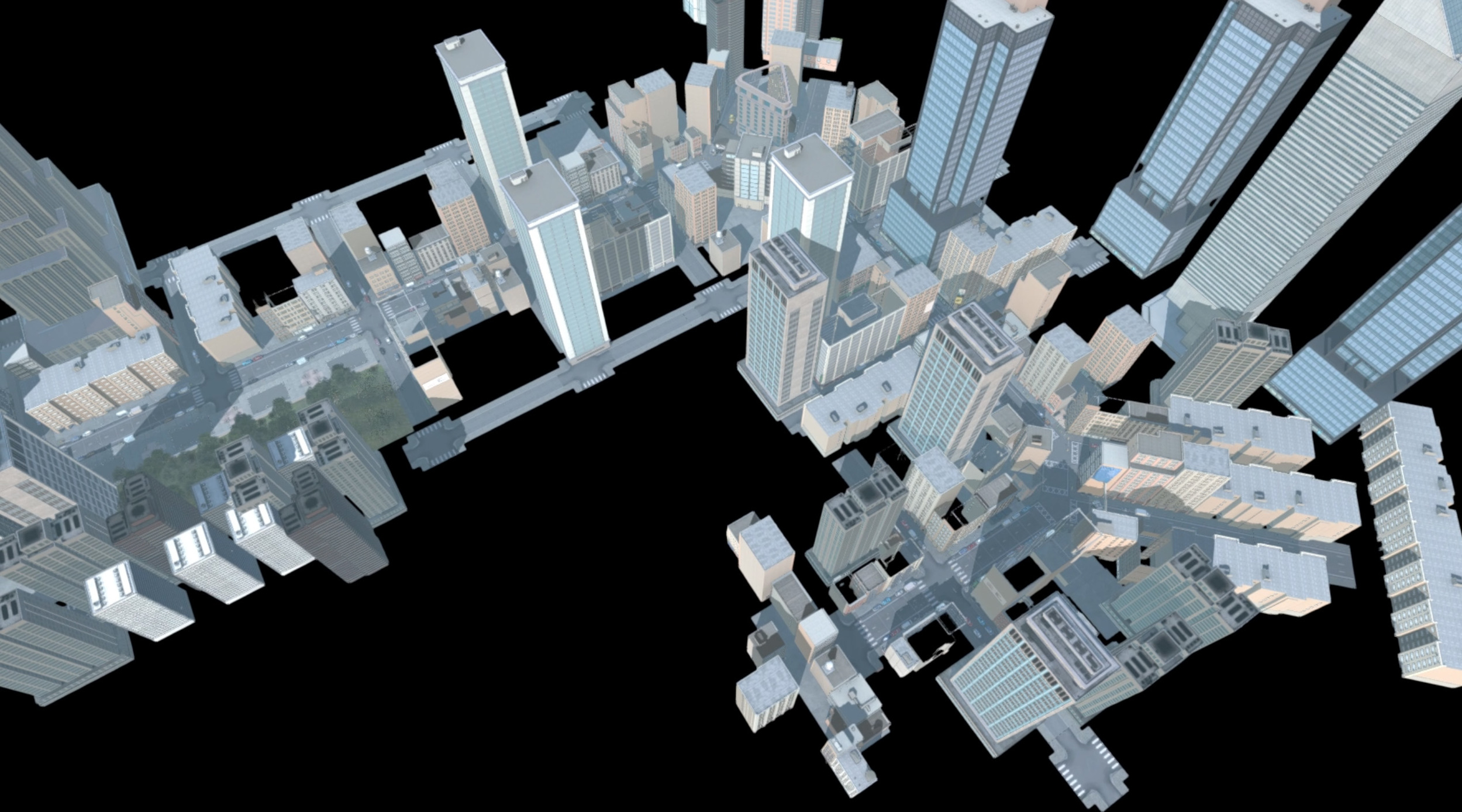 3D render of simulator cityscape.