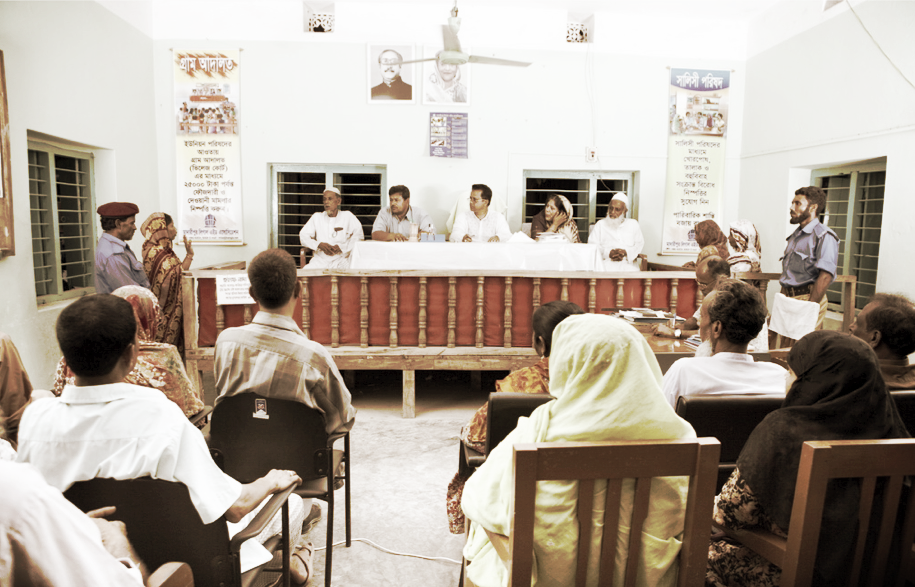 A hearing in a village court in Bangladesh - GJG has been active in supporting primary justice services, such as the village courts in Bangladesh.