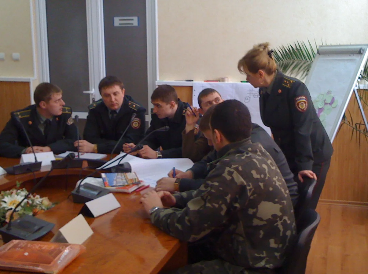 A training of trainers group work session in Ukraine, led by Hans Wahl, November 2014
