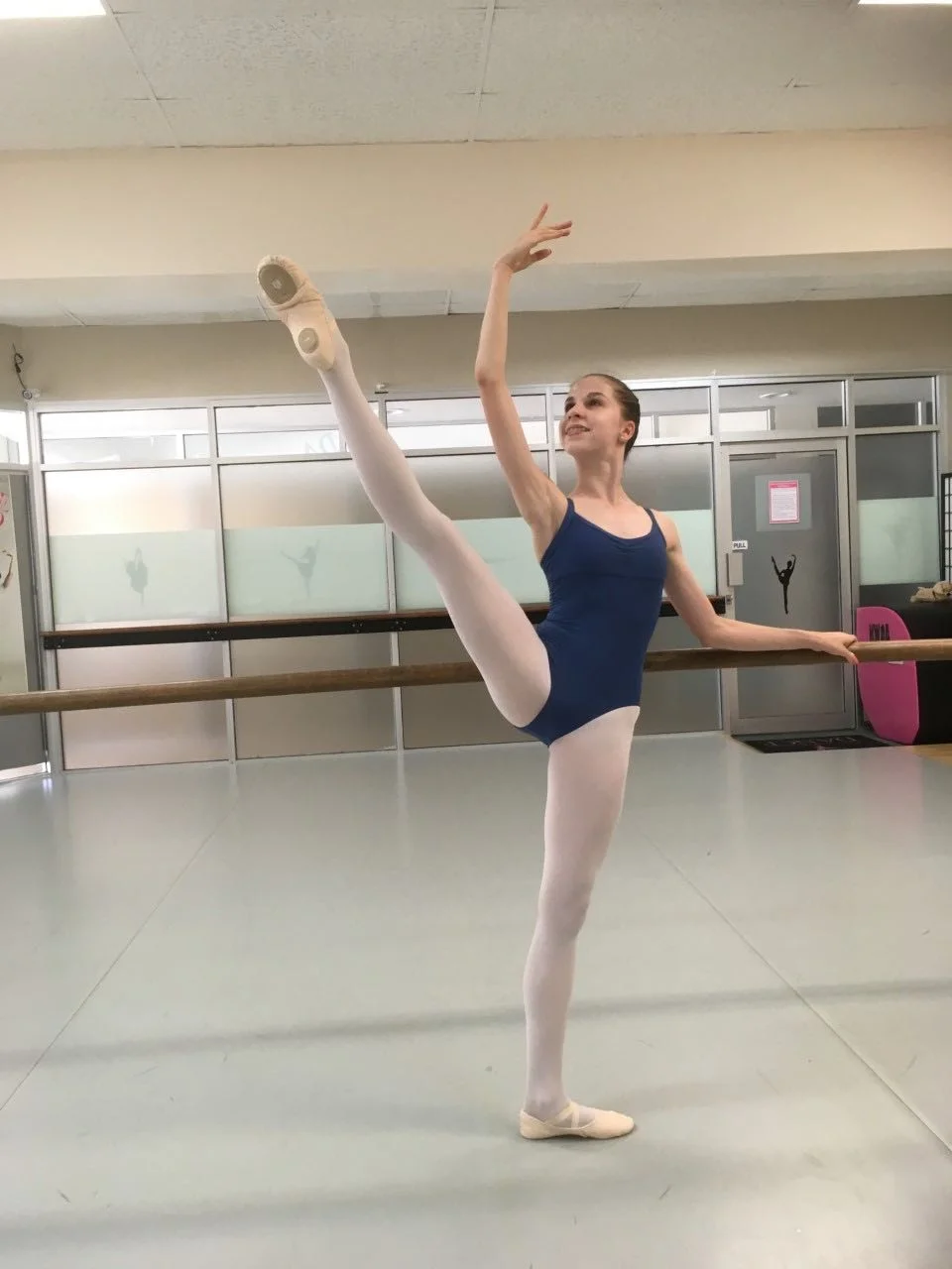 amy, wearing mdm antares leotard and intrinsic reflex ballet shoes