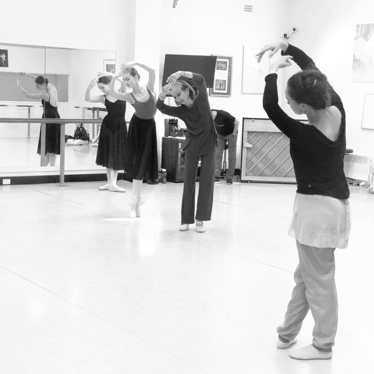 maddie rehearsing her role in giselle with maina gielgud and lucinda dunn
