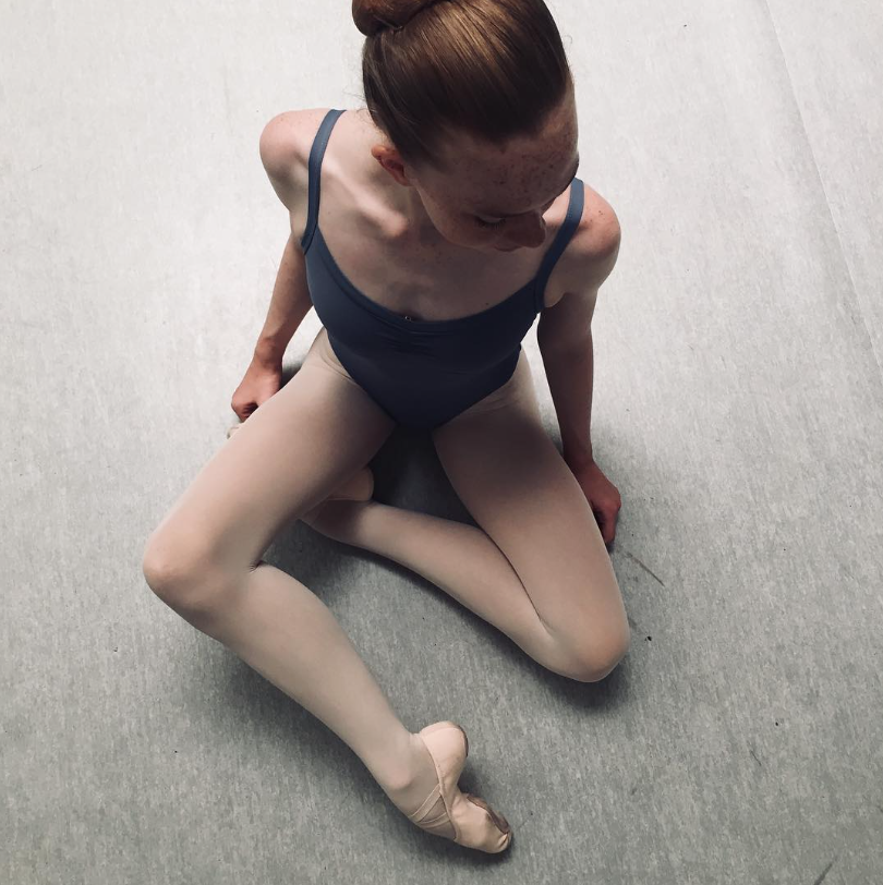 fleur, wearing mdm antares leotard and intrinsic profile 2.0 ballet shoes.