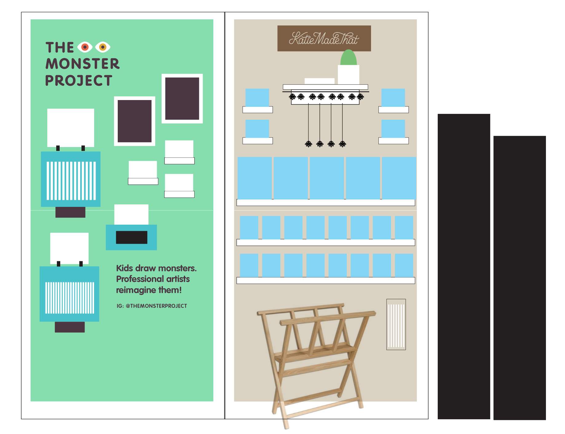 Planning out my untraditional, unmanned booth for Blue Genie