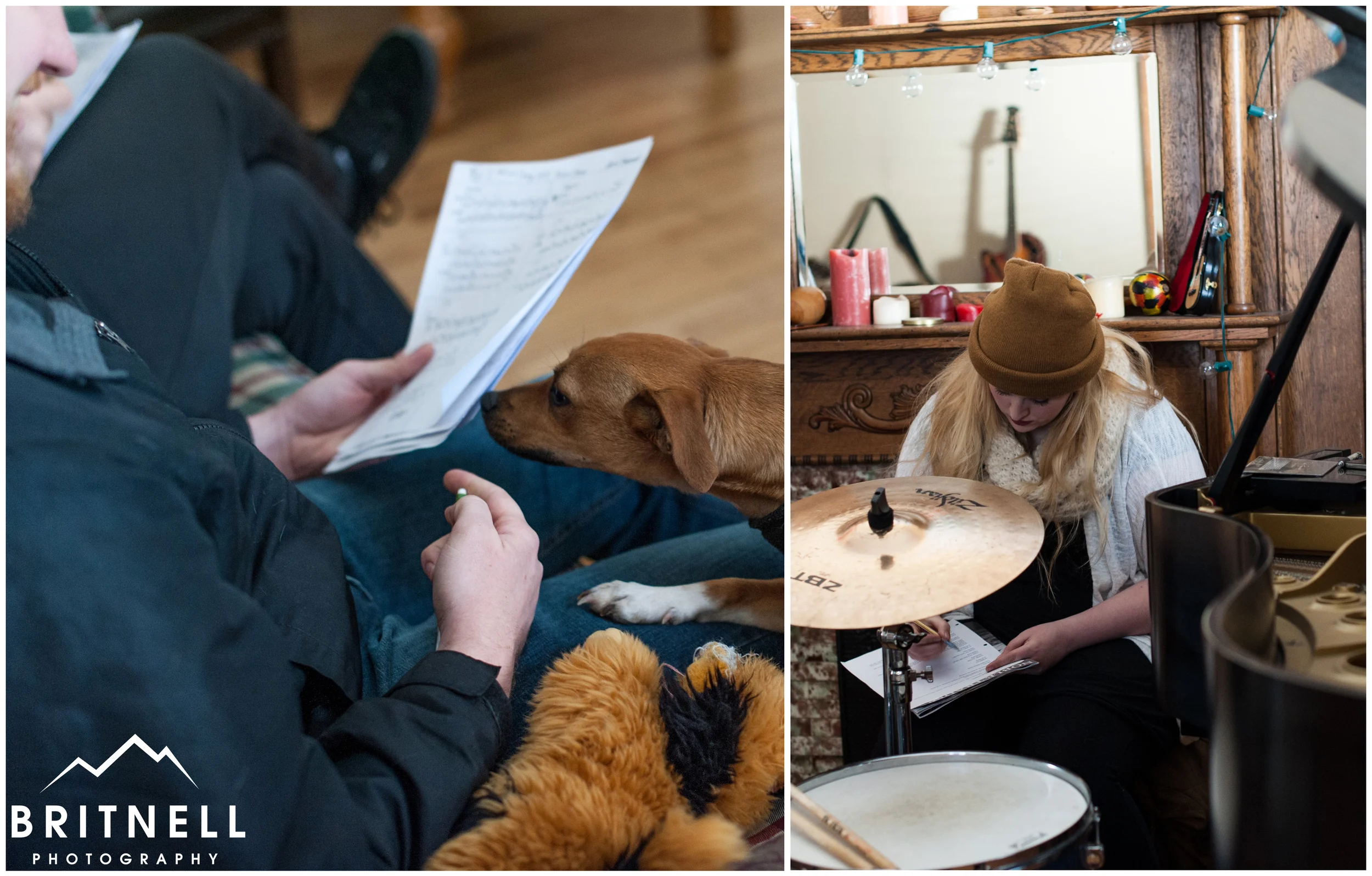Lots of notes being made on sheet music, and even David's dog wanted to join in.