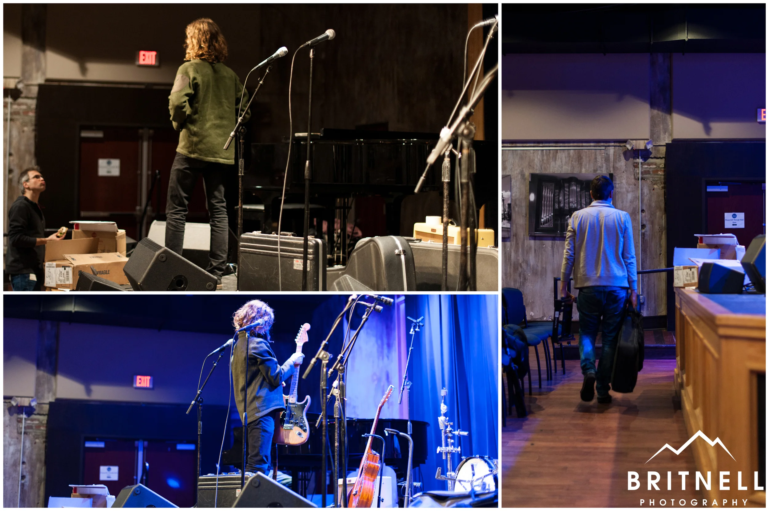 David and the band getting all their gear in and set up.
