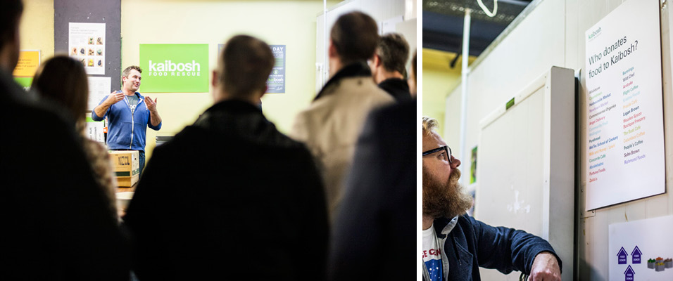 Matt Dagger and crowd at the Kaibosh office