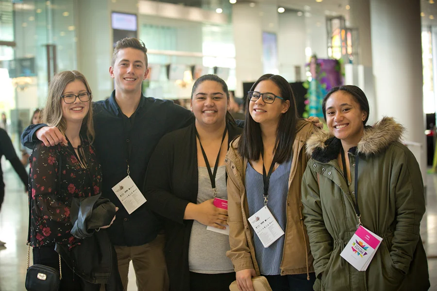 Increase Clothing sponsorship recipients Kael, Chantelle and Tracey stand to Noa's left at Festival for the Future 2017.